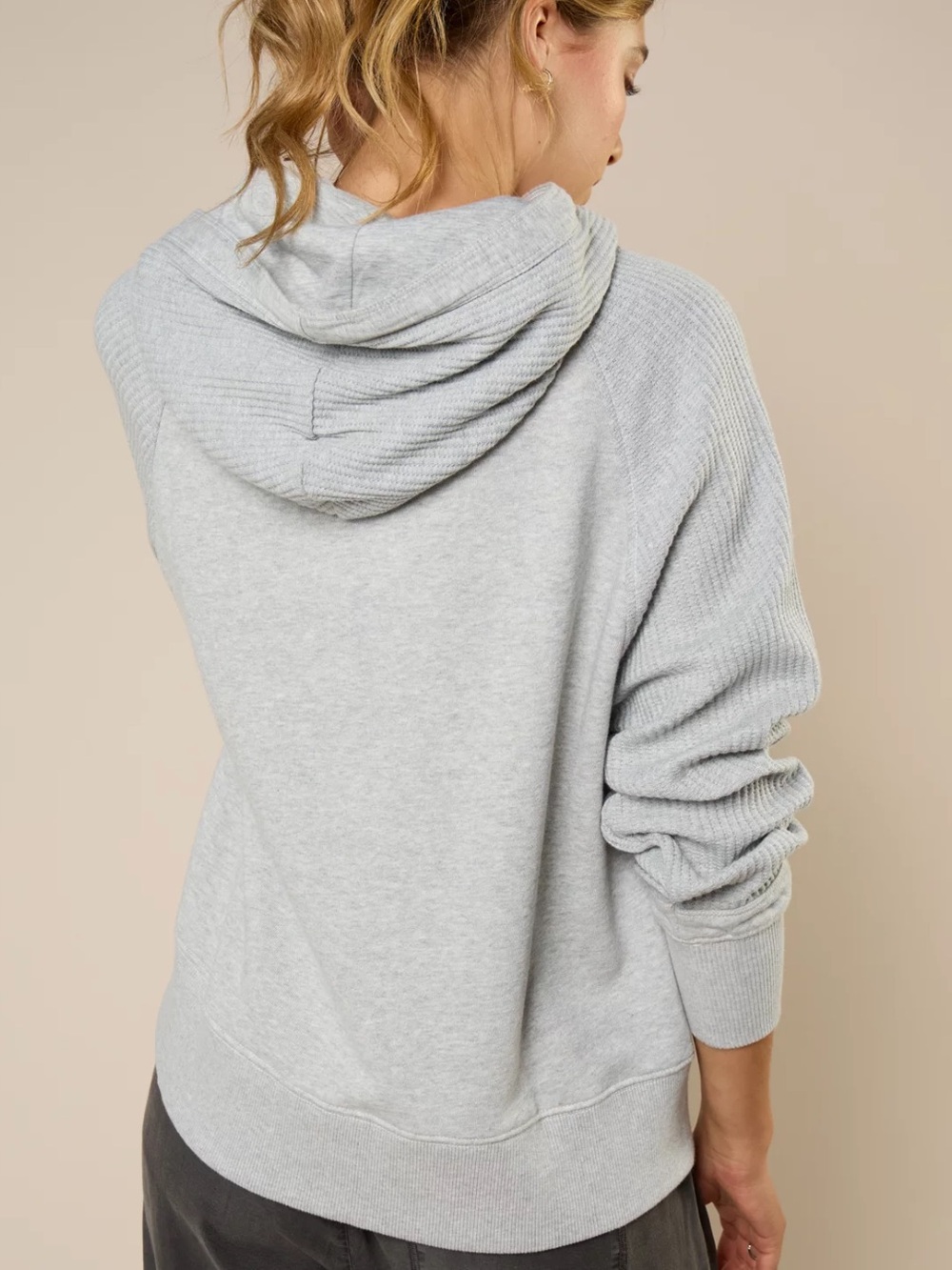 Aerie Essential Waffle Hoodie Gray Size XS - Picture 2 of 12